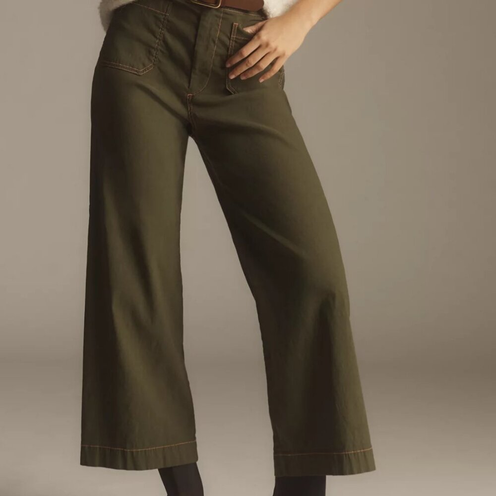 The Colette Cropped Wide-Leg Trousers by Maeve: Contrast-Stitch Edition US 6/28